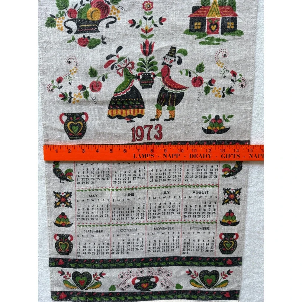 Vtg 1986 Bless This House Mama Papa Baby Bears Calendar Linen Tea‎ Towel